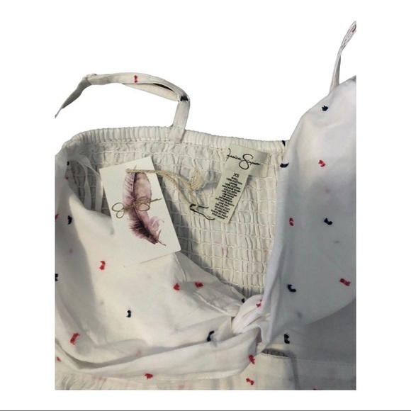 Jessica Simpson white fit and flare cutout dotted cotton mini dress size XS new - Picture 12 of 13